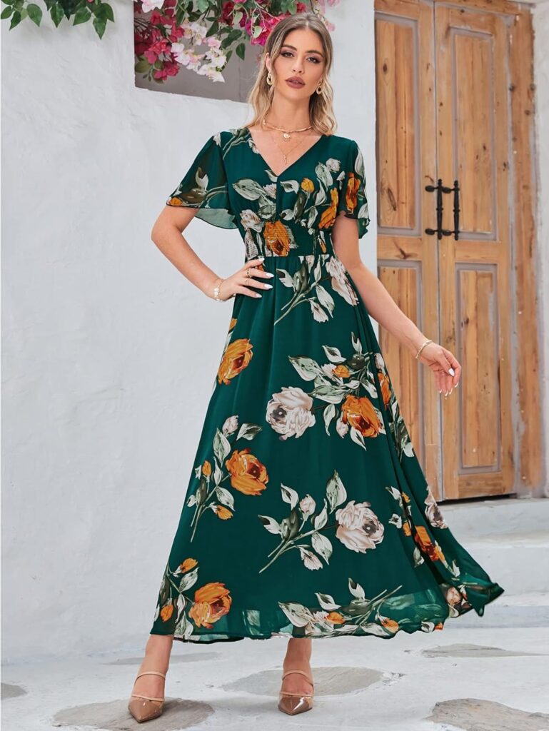 Simplee Women Boho Floral Maxi Dress